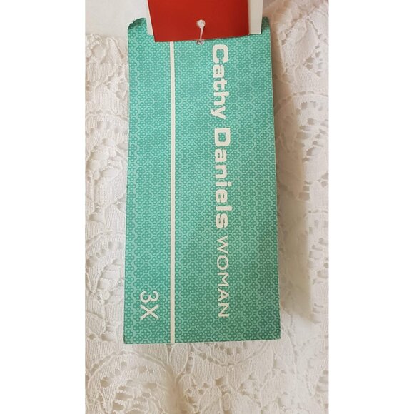 CATHY DANIELS WOMAN WHITE LINED EYELET LACE STRETCH SHIRT BLOUSE TOP SIZE 3X NWT - Picture 6 of 9